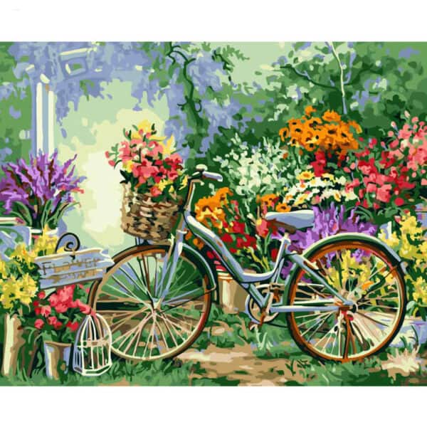 צביעה לפי מספר אופניים בחנות פרחים
